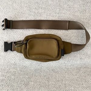 Carta Double Zip Crossbody Bag Fanny Pack Unisex Olive Green and Black